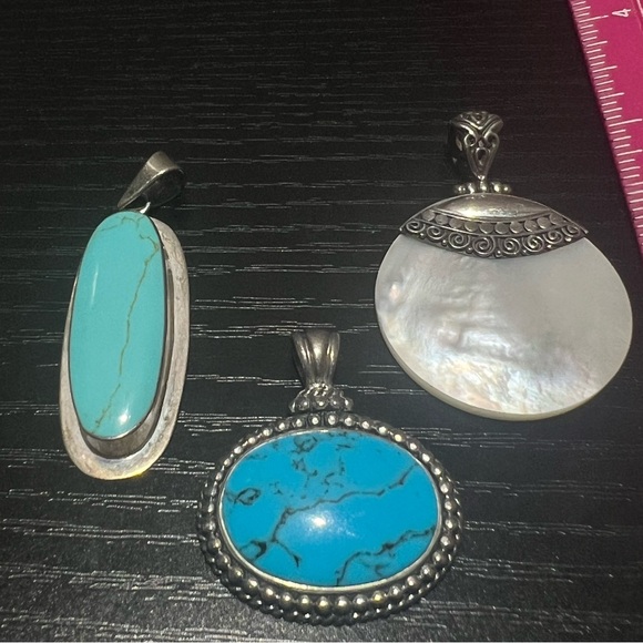 3 Sterling Silver Stone Pendants - Picture 9 of 9